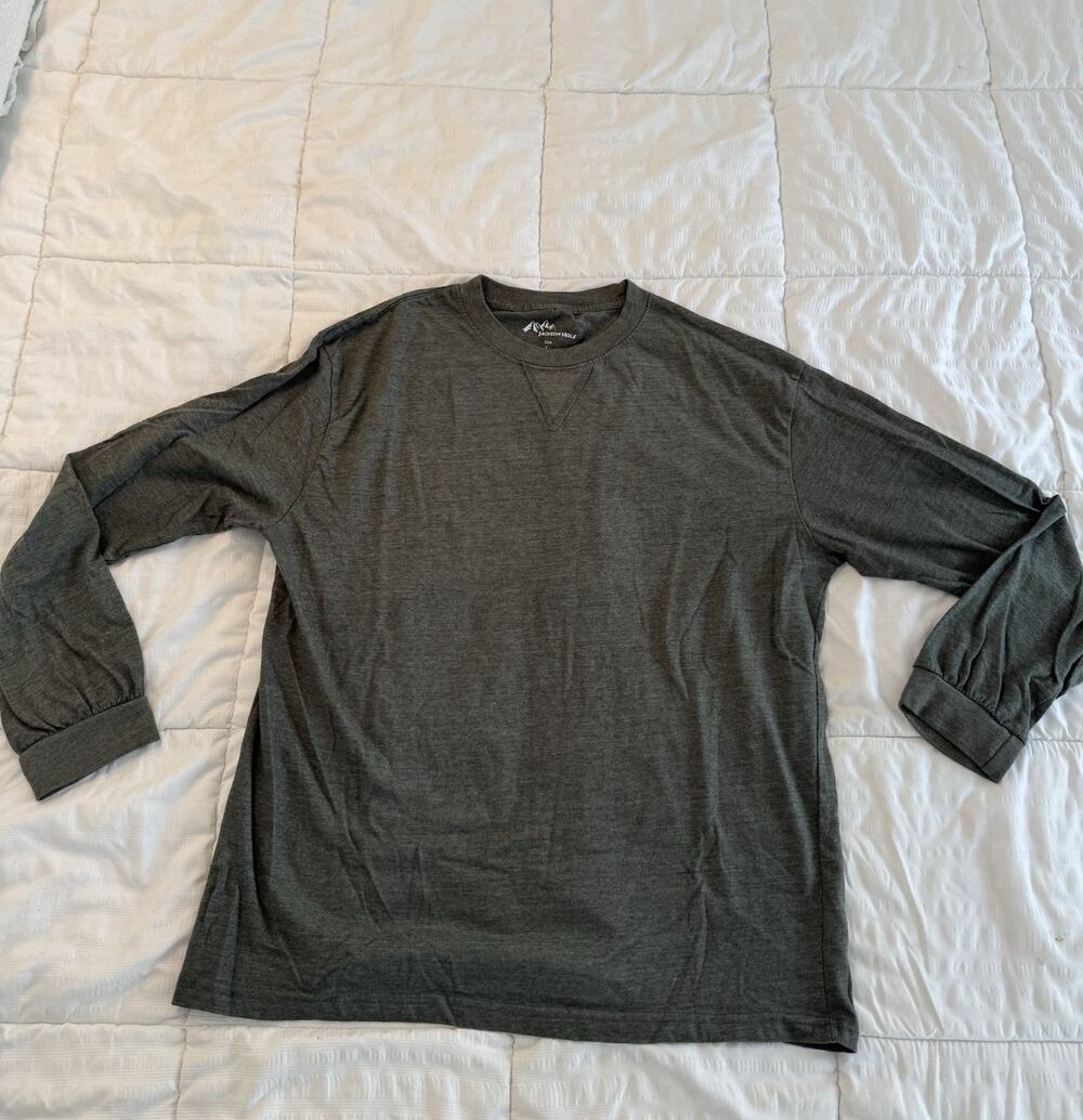 Jackson Hole Men's Long Sleeve T-shirt Basic Large Gray Classic Casual